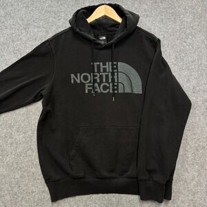 The North Face Hoodie Mens M Black Pullover Logo Fleece Sweatshirt